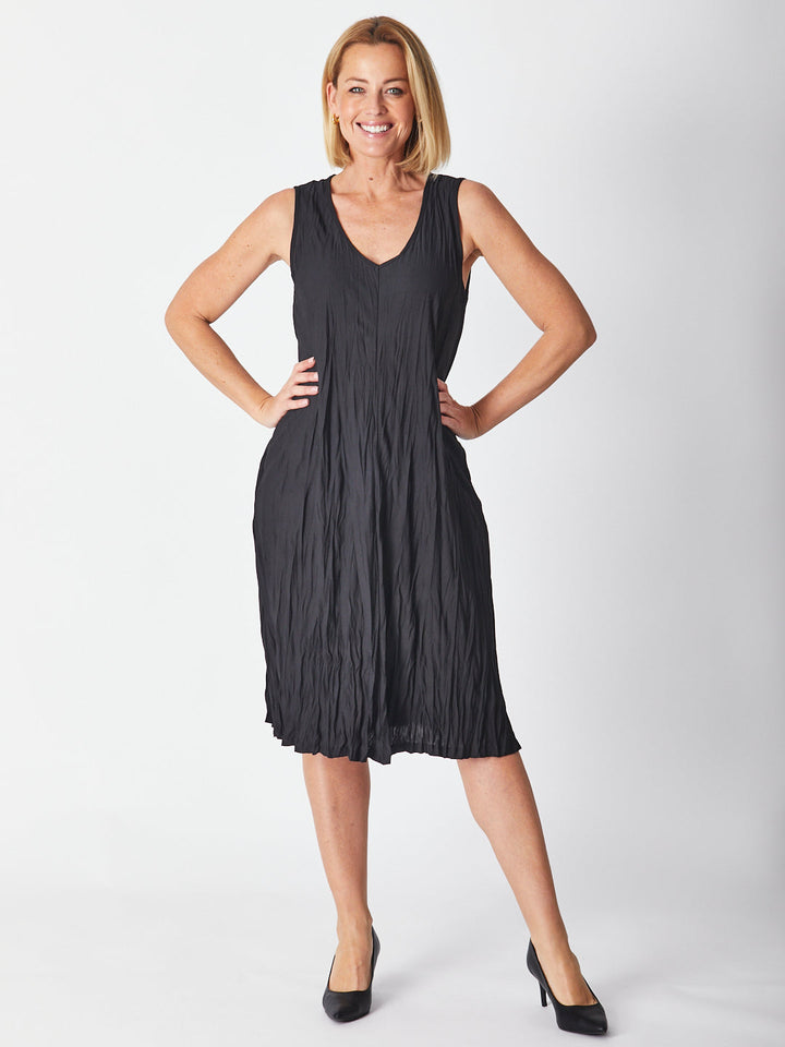Stella Midi Dress - Black- 19768