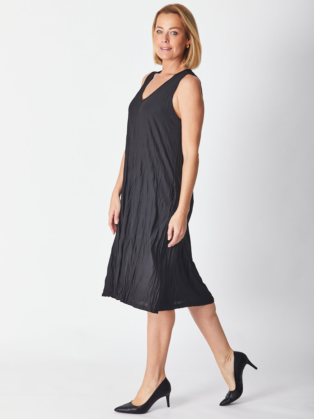 Stella Midi Dress - Black- 19768