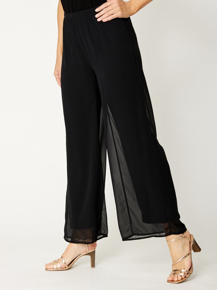 Chateau Plain Chiffon Pant- Black - 20405