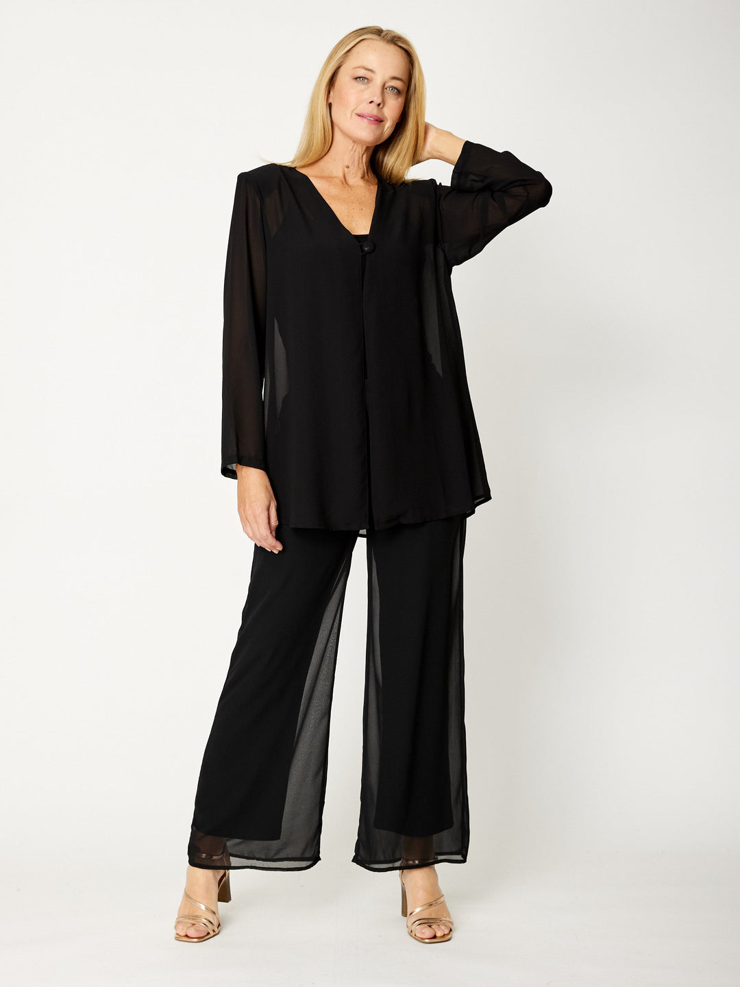Chateau Plain Chiffon Pant- Black - 20405