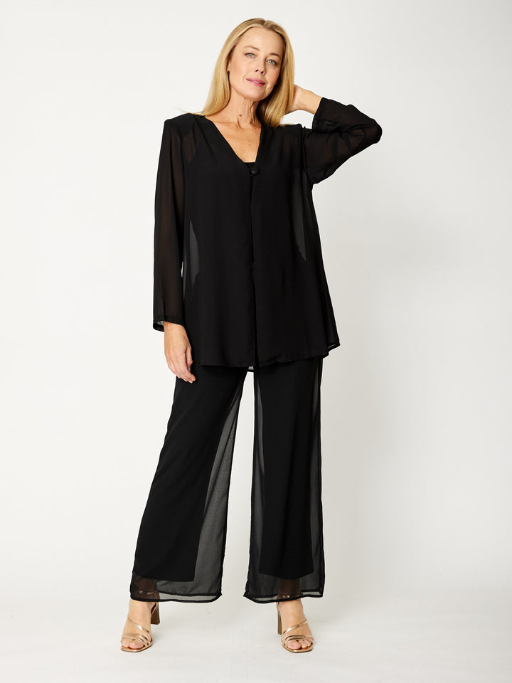 Chateau Plain Chiffon Pant- Black - 20405