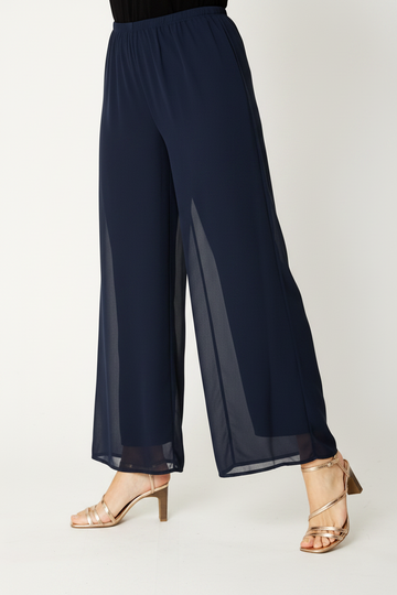 Chateau Plain Chiffon Pant- Navy - 20405 - 