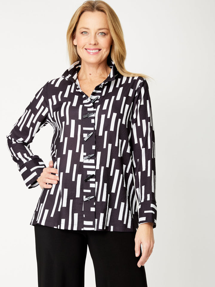 Vertical Rain Shirt- Black/White- 31916