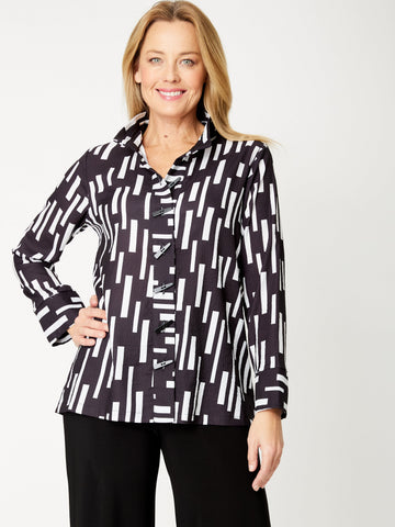 Vertical Rain Shirt- Black/White- 31916 - Shirt/Blouse