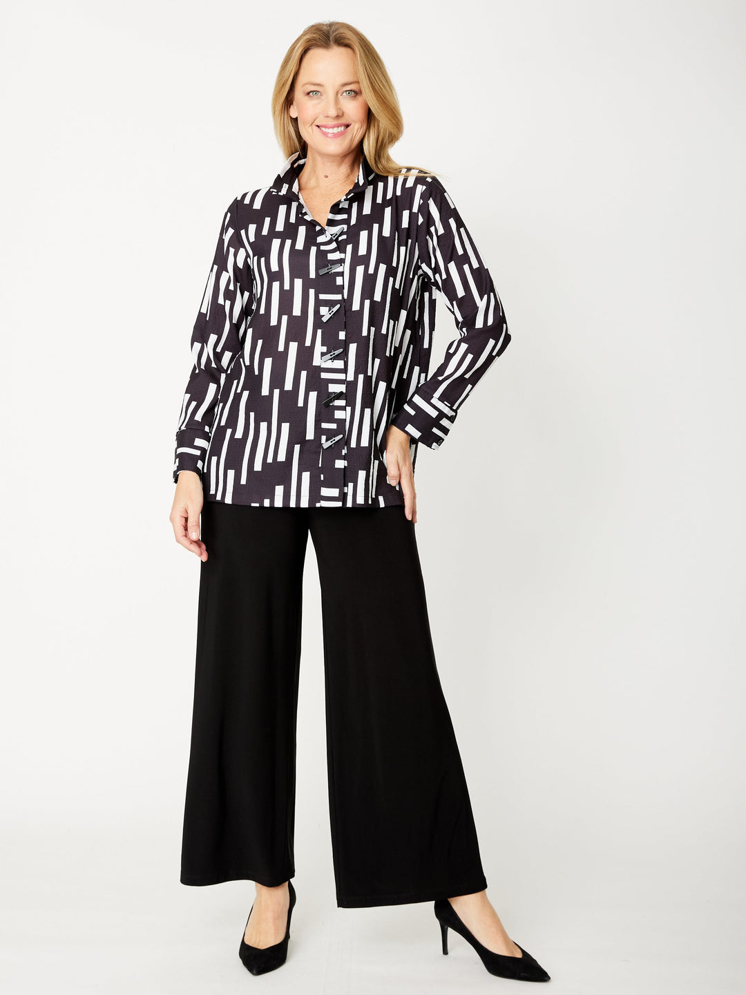 Vertical Rain Shirt- Black/White- 31916