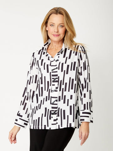 Vertical Rain Shirt- White/Black - 31916 - Shirt/Blouse