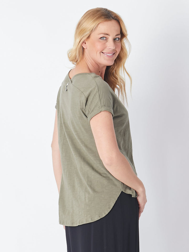 Cotton Blend Pocket Tee - Khaki 22378-S
