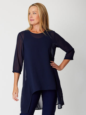 Livvy Overlay Tunic - Navy - 23248 - 