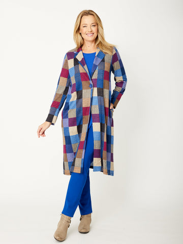Multi Check Knit Jkt - Blue/Pink - 32074 - 