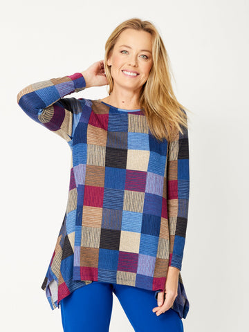 Multi Check Andrea Top- Blue/Pink - 32075 - 
