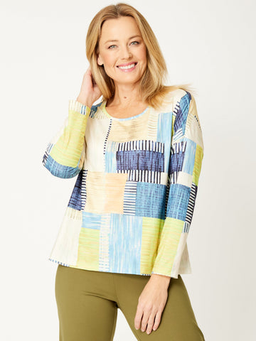 Winter Criss Cross Print Top- Lime - 32005 - Cordelia St