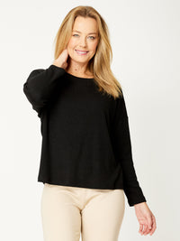 Long Sleeve Knit Top - Black- 32015