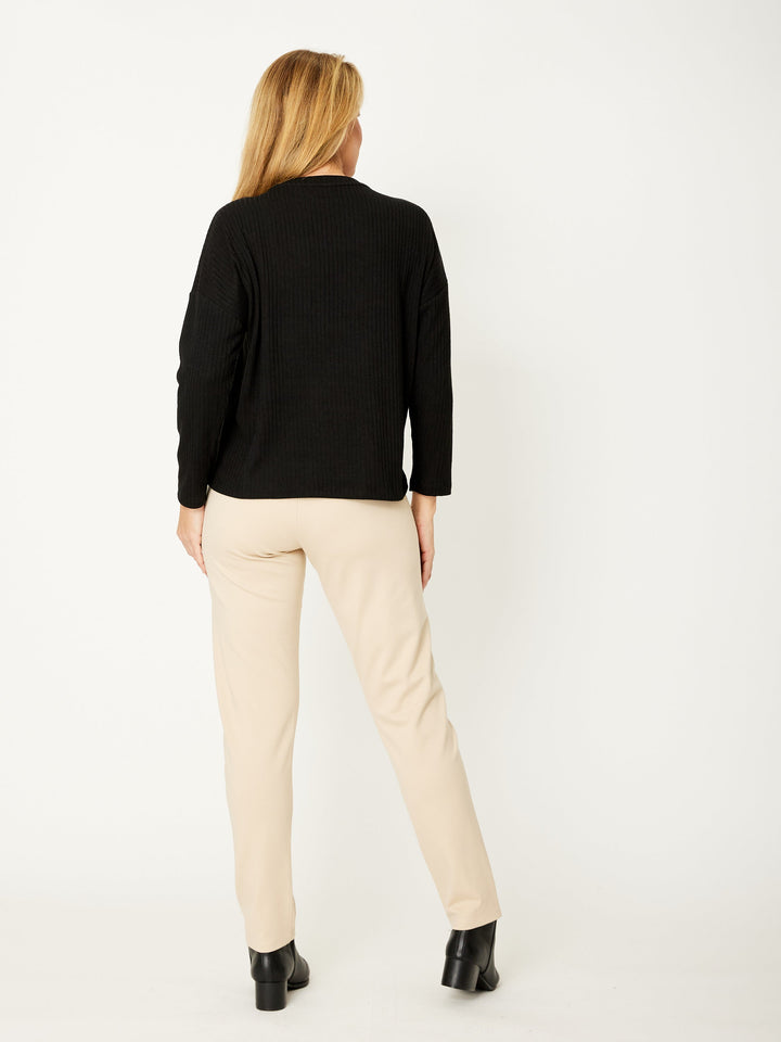 Long Sleeve Knit Top - Black- 32015