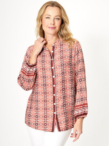 Vera Button Shirt - Russet- 31809 - Shirt/Blouse