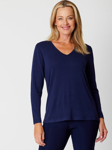 Vee Body Top - Light Navy - 23529 - Cordelia St