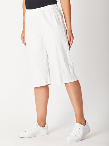 COTTON SATEEN YOKE SHORT - WHITE 24128-S - Spring/Summer