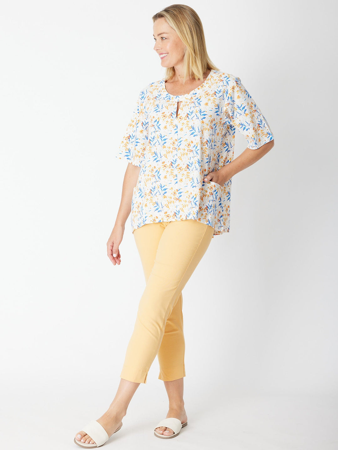 7/8 Slim Cottolen Stretch Pull on Pant COTTOLENE the new bengaline) -  - Butter 24152