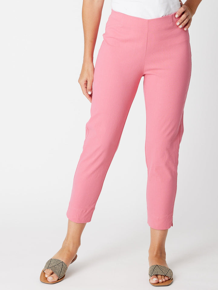 7/8 Slim Cottolen Stretch Pull on Pant -  Pink 24152