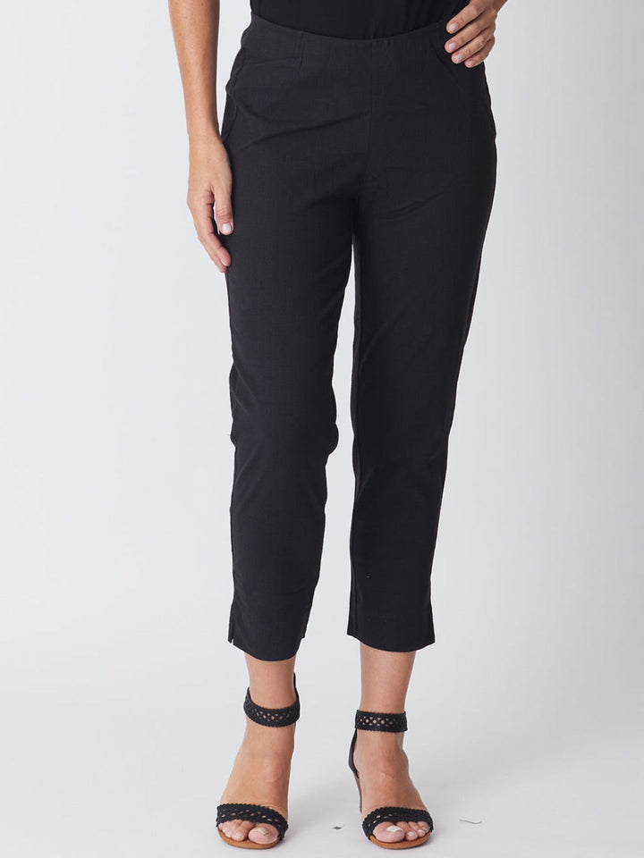 7/8 Slim Cottolene Stretch Pull on Pant COTTOLENE the new bengaline)- Black 24152