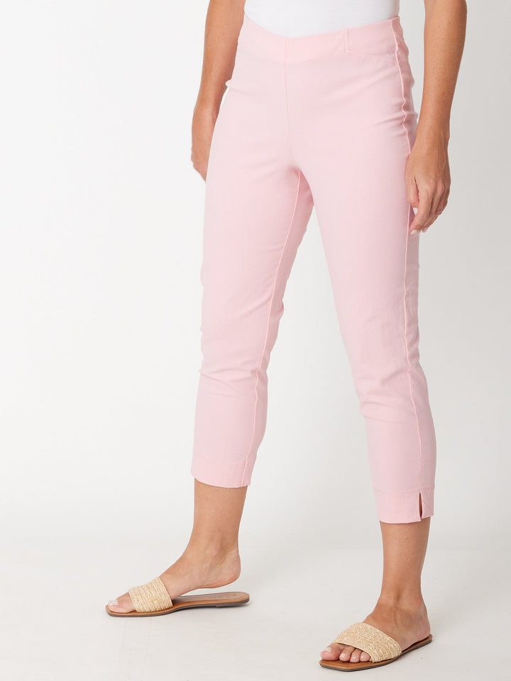7/8 Slim Cottolen Stretch Pull on Pant -  Pastel pink - 24152