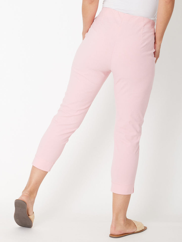 7/8 Slim Cottolen Stretch Pull on Pant -  Pastel pink - 24152