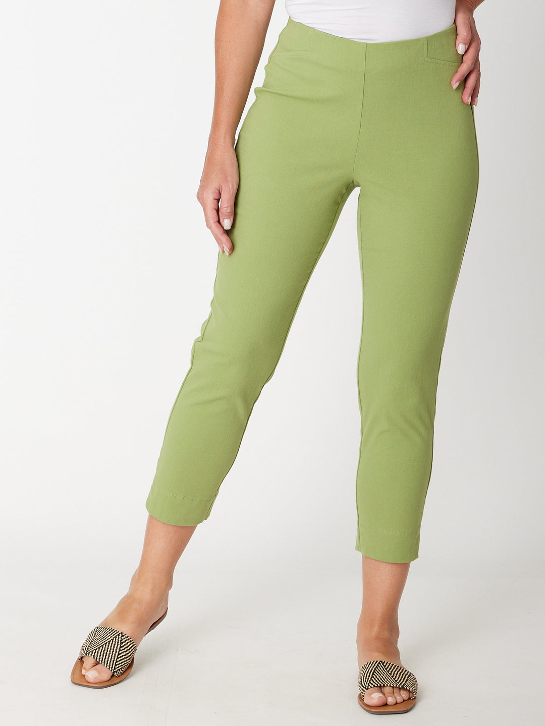 7/8 Slim Cottolen Stretch Pull on Pant -  Sage - 24152