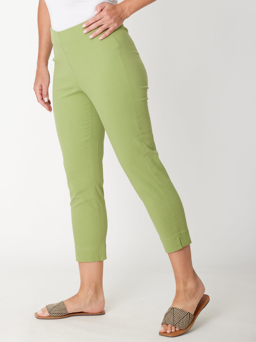 7/8 Slim Cottolen Stretch Pull on Pant -  Sage - 24152