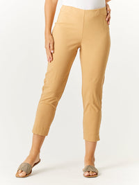7/8 Slim Cottolen Stretch Pull on Pant -  Camel - 24152