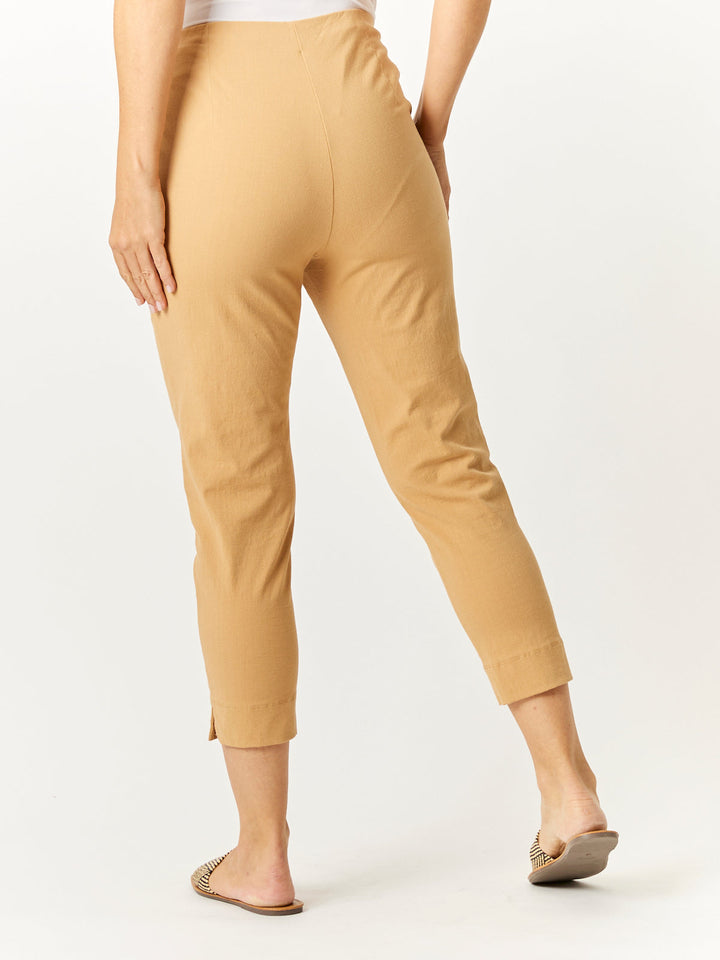 7/8 Slim Cottolen Stretch Pull on Pant -  Camel - 24152