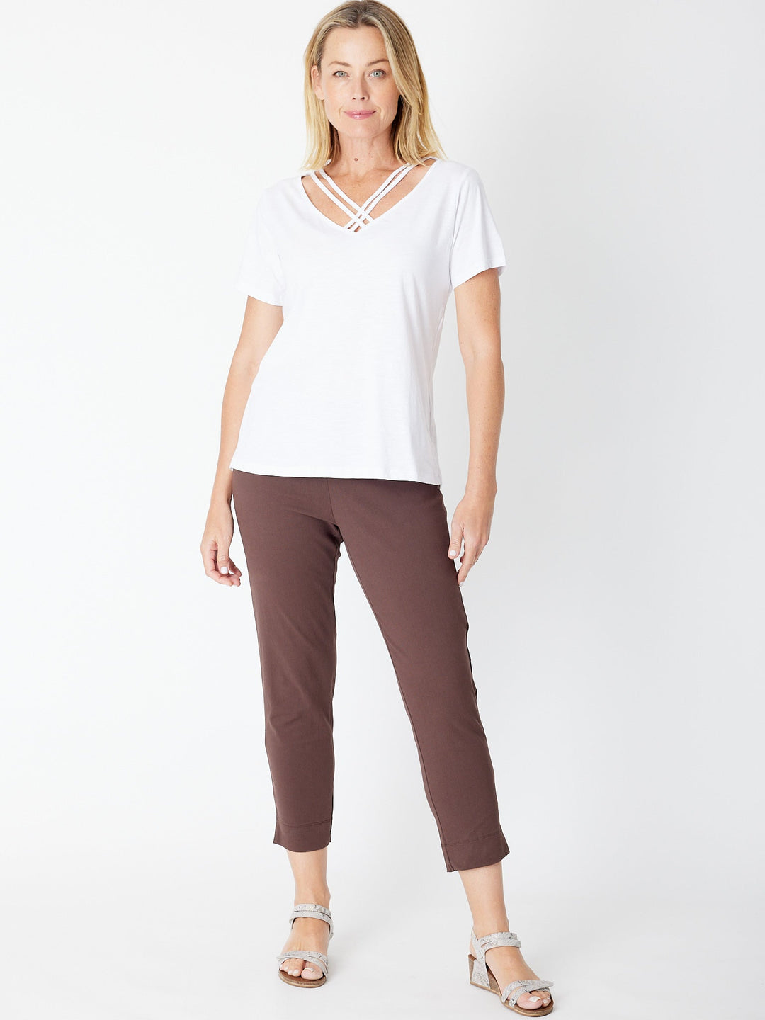 7/8 Slim Cottolen Stretch Pull on Pant COTTOLENE the new bengaline)- Espresso 24152