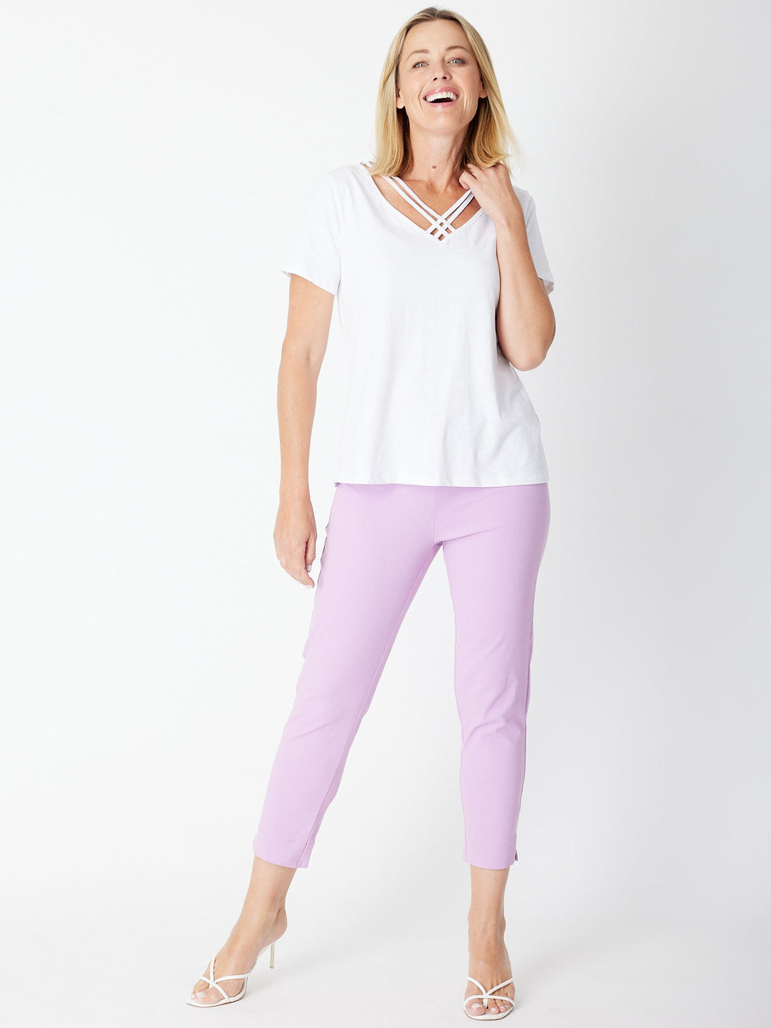 7/8 Slim Cottolen Stretch Pull on Pant COTTOLENE the new bengaline) -  Lavender 24152