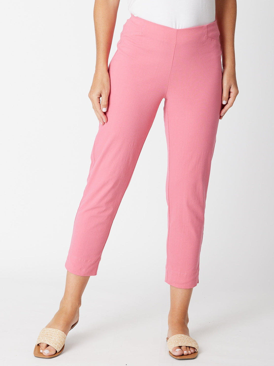 7/8 Slim Cottolen Stretch Pull on Pant -  Pink 24152