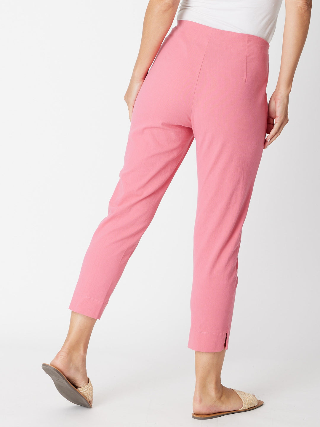 7/8 Slim Cottolen Stretch Pull on Pant -  Pink 24152