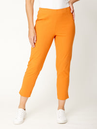 7/8 Slim Cottolen Stretch Pull on Pant -  Rust - 24152