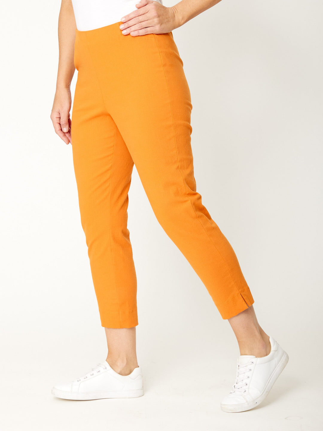 7/8 Slim Cottolen Stretch Pull on Pant -  Rust - 24152