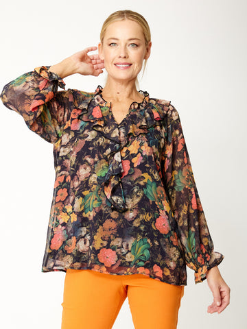 Wanetta Blouse -Black Print - 31814 - New Arrivals