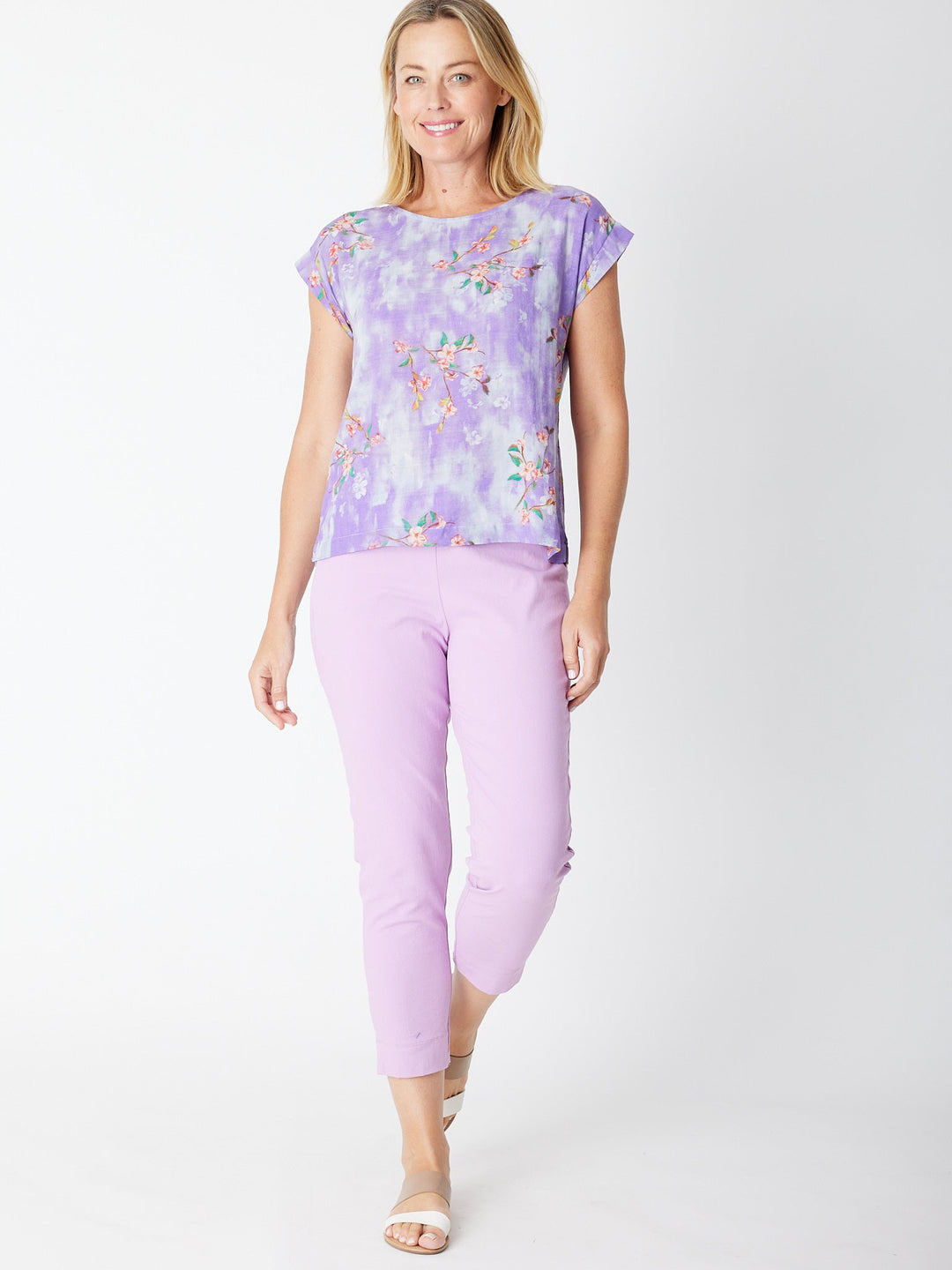 7/8 Slim Cottolen Stretch Pull on Pant COTTOLENE the new bengaline) -  Lavender 24152