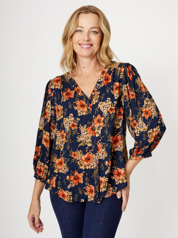 Rayon Shirt - Navy Floral - 31771 - Shirt/Blouse