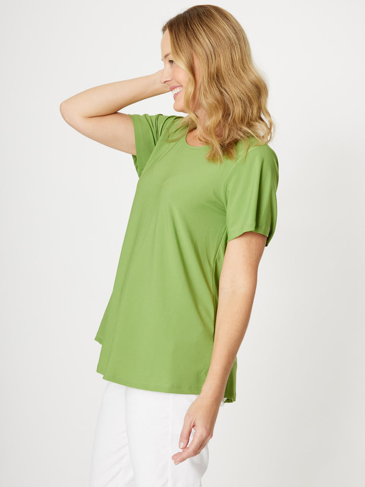 Swing Scoop Jersey Flutter Sleeve Top - Leaf - 31912
