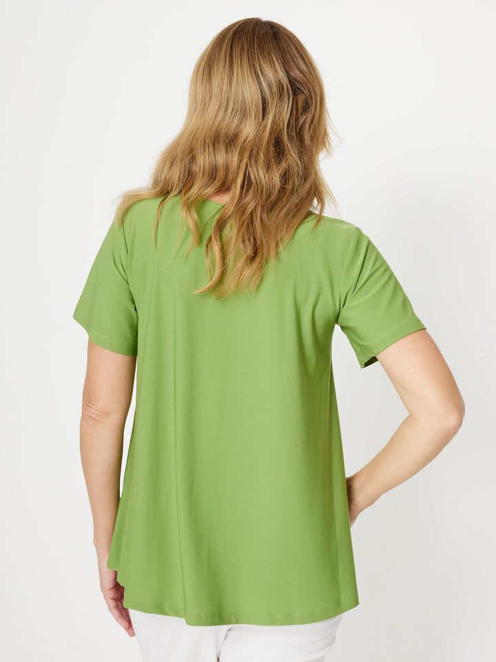 Swing Scoop Jersey Flutter Sleeve Top - Leaf - 31912