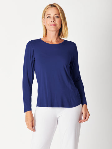 Essentials Long Sleeve Top - NAVY 24474- S - top