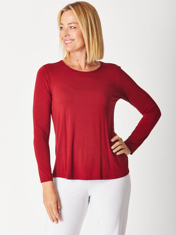 Essentials Long Sleeve Top - RUBY 24474- S - top