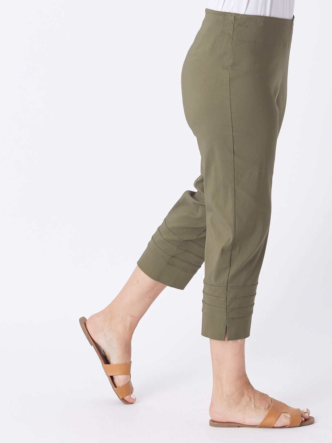 Button 3/4 Length Bengaline Pant - Khaki 24493-SC