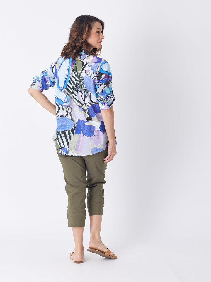 Button 3/4 Length Bengaline Pant - Khaki 24493-SC