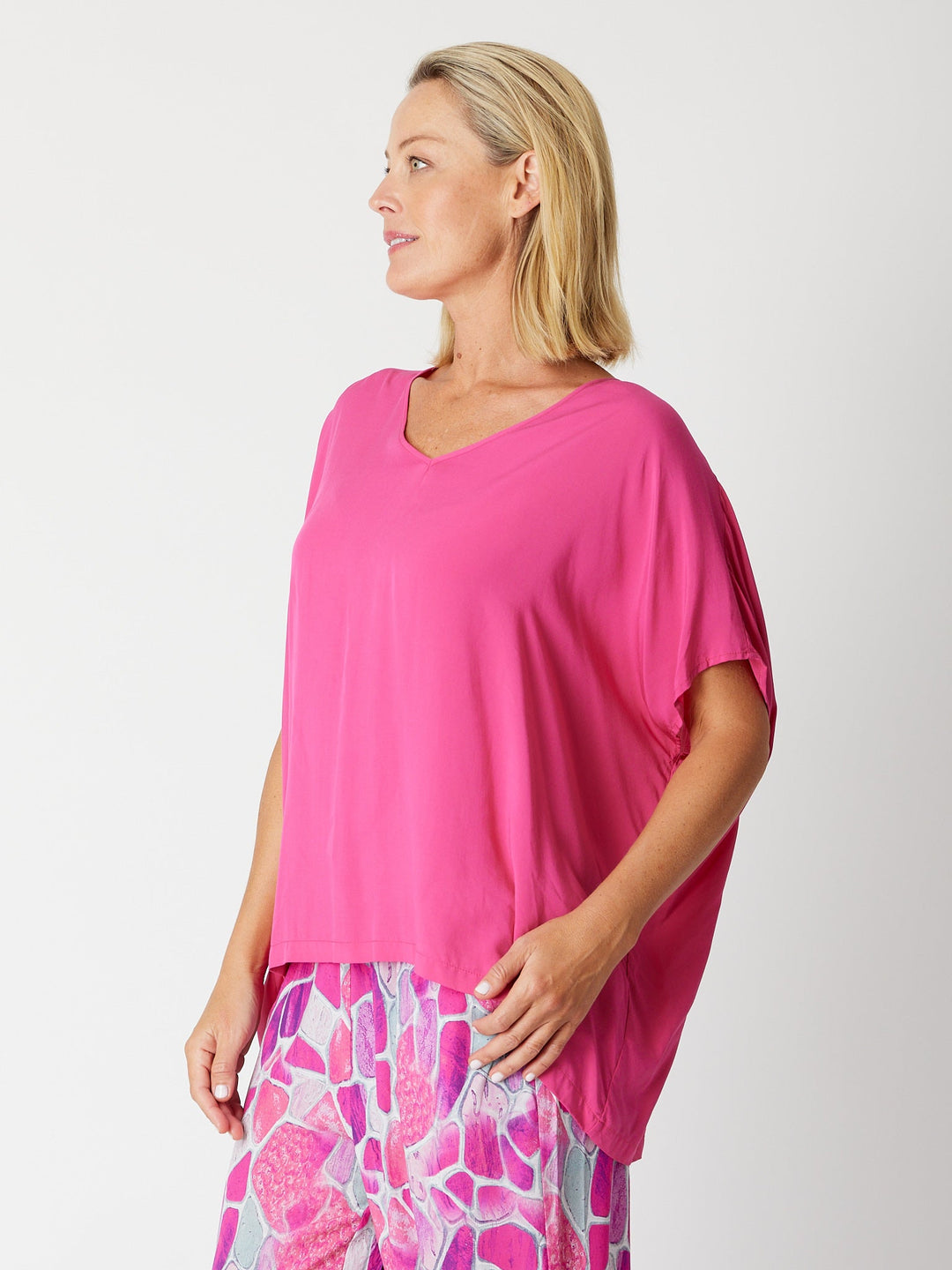 Pebbles Core Rayon V Top - Hotpink -30528