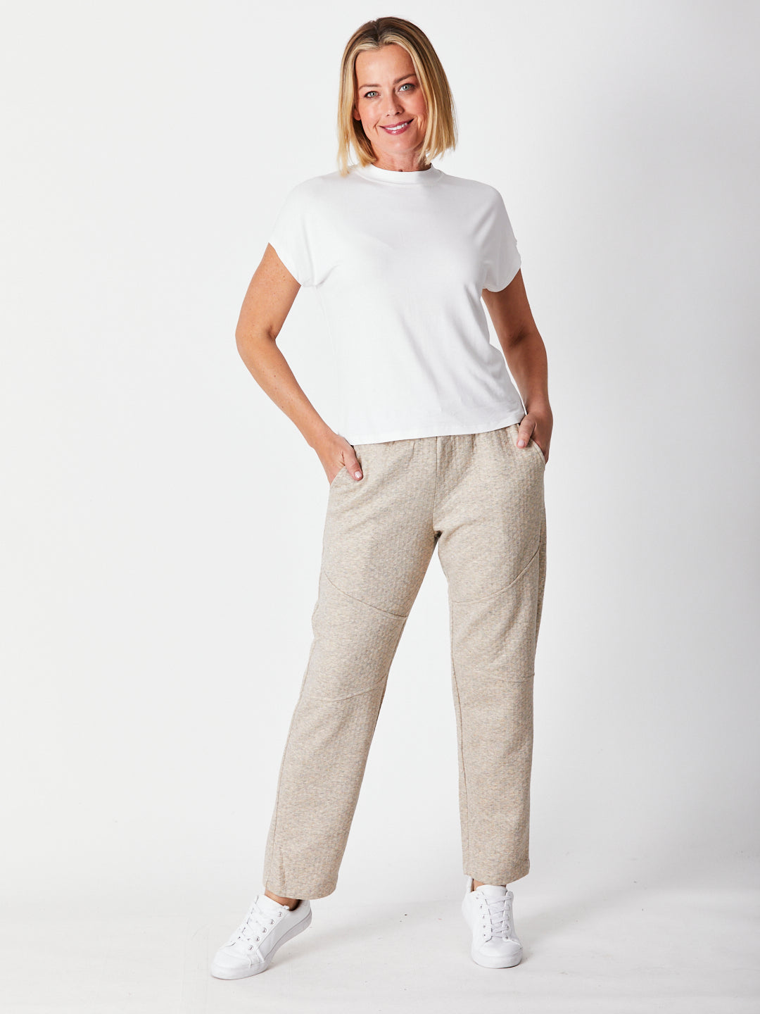 Cap Under Jacket Top- White-  25892