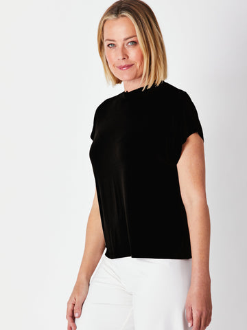 Cap Under Jacket Top -  Black - 25892 - T-Shirts