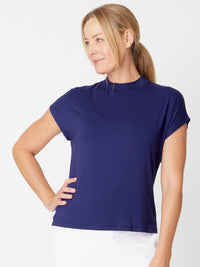 Cap Under Jacket Top-  Navy -  25892