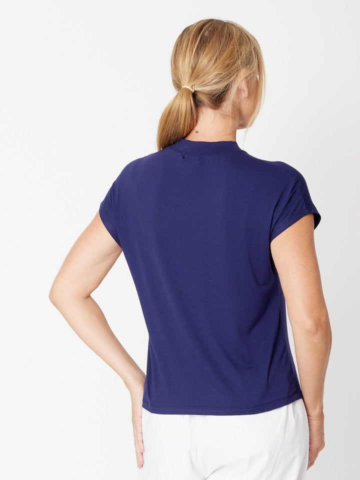 Cap Under Jacket Top-  Navy -  25892
