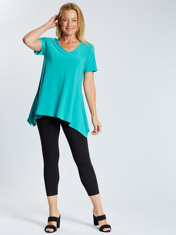 Andrea V Short Sleeve Top - Ocean -26233 - Tops